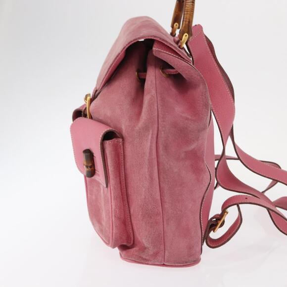 GUCCI Bamboo Backpack Suede Pink Gold 003 2058 0016 Auth 153813 main image 8